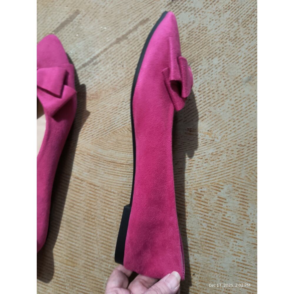 Sailing Lu Women Sz44 Flats Pink Bow Pointed Toe Slip On Shoes Drag Ballet Strip - Picture 6 of 13